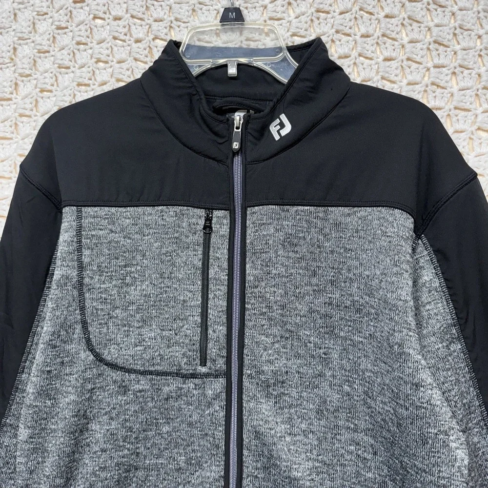 FootJoy FJ Golf Jacket Mens L Gray Full Zip Long Sleeve Performance Fleece